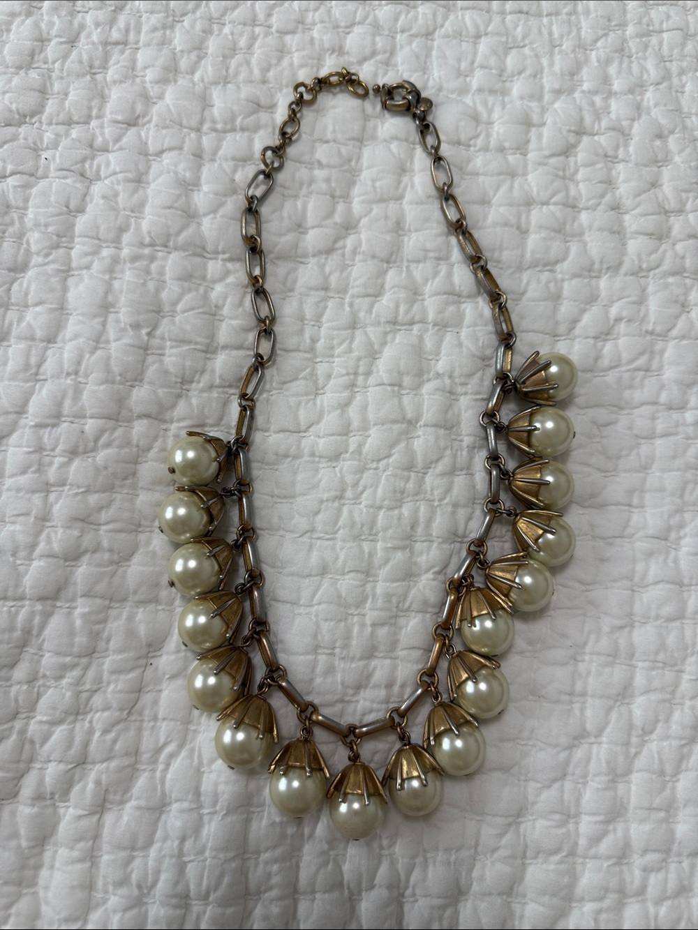 J. Crew Gold-Tone Statement Necklace with Cream Pearls